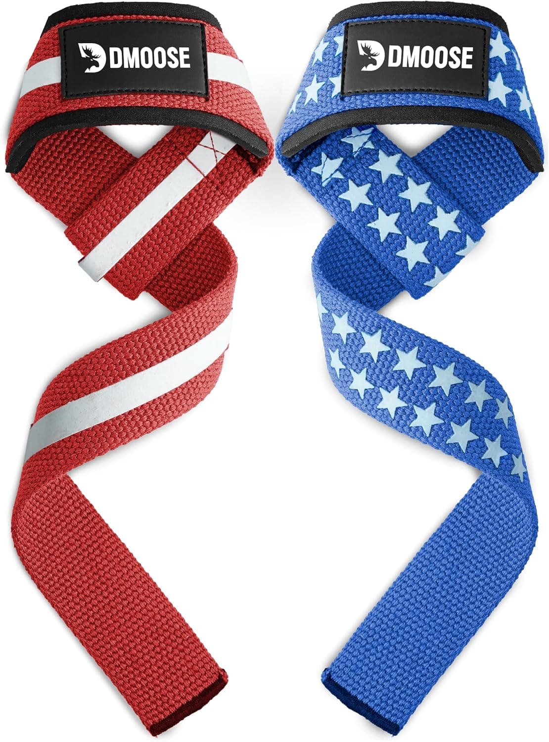 DMoose Fitness Lifting Straps - 4mm Neoprene Padded Wrist Straps for Weightlifting & Powerlifting - Cotton Strap with Silicone Grip