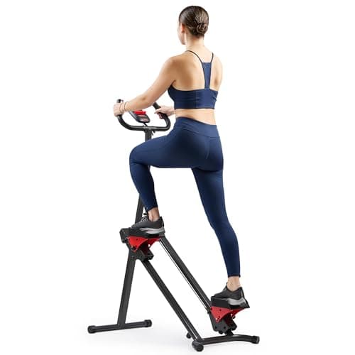 Sunny Health & Fitness Foldable Vertical Step Climber w/Extended Step Range | Home Cardio, 21.5" Extended Climbing Stride, Adjustable Handlebar, SunnyFit App, 330 lb Capacity, Device Holder