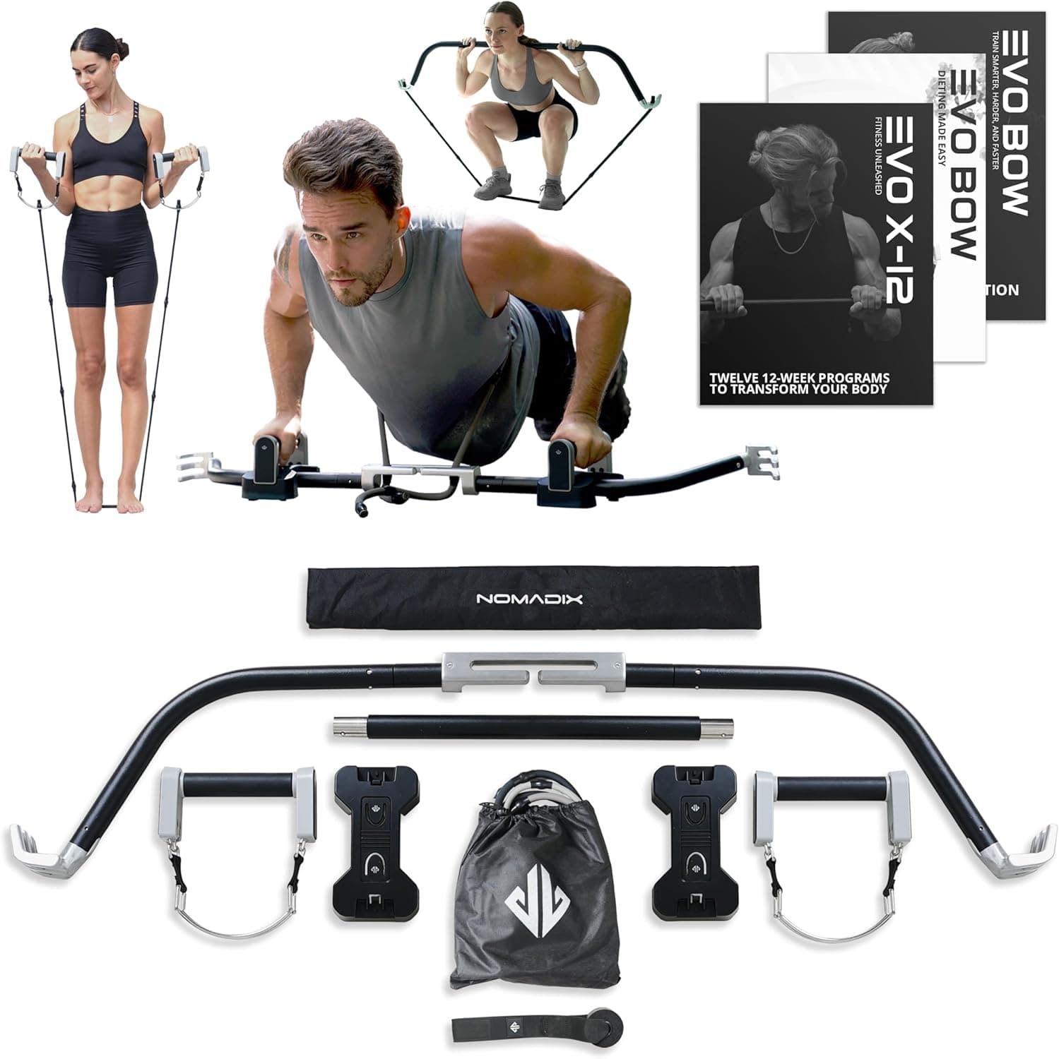 EVO Bow - All in One Portable Home Gym System with Weighted Pushups, Compact Strength Training