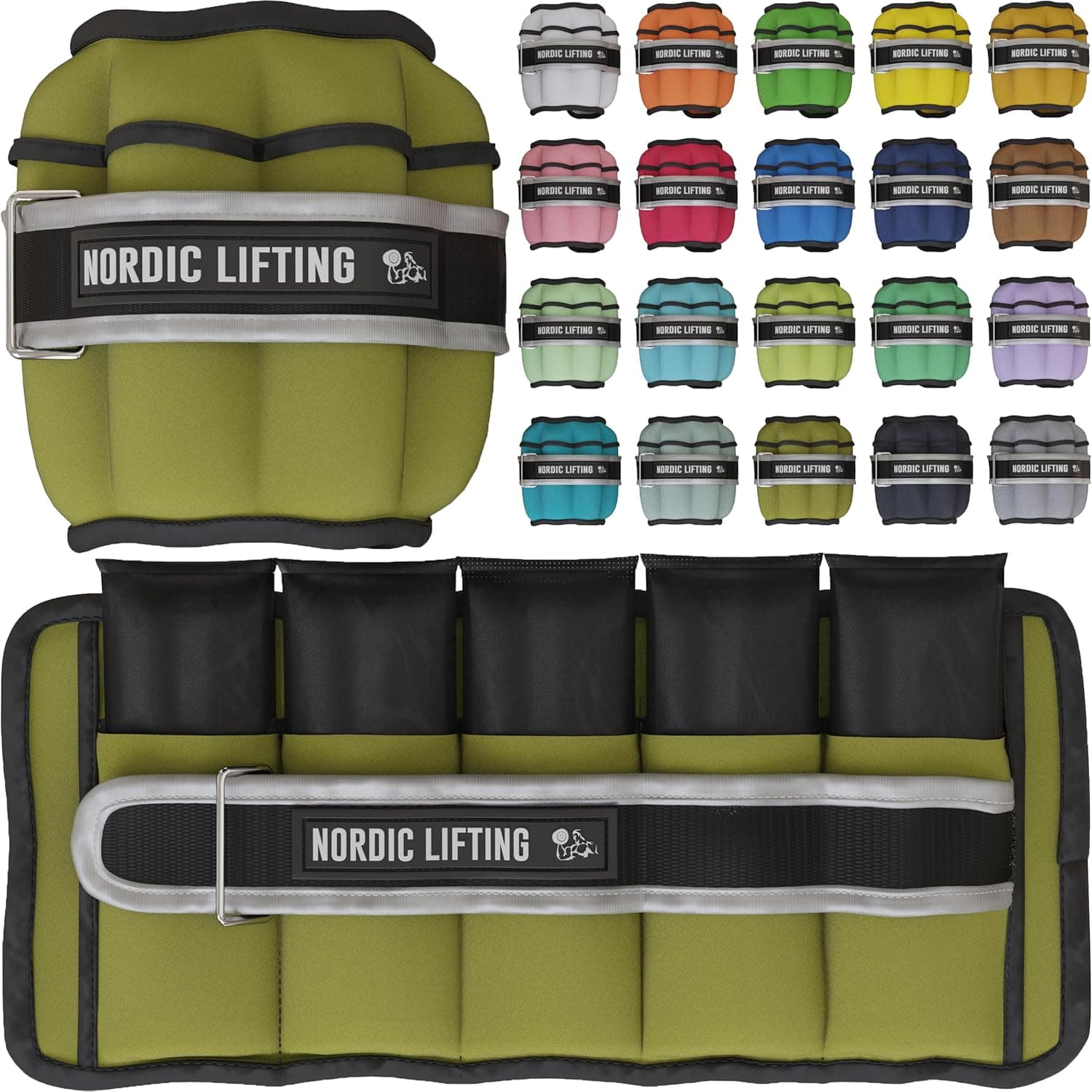 Nordic Lifting Adjustable Ankle Weights, 1 Pair (2-10 lbs), Wrist Arm & Leg Weights, Secure Fit