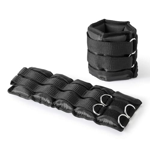 Amazon Basics Adjustable Ankle Weights for Men & Women, 5 lb Set (2.5 lb Each), for Workouts, Resistance Training, Walking, Black