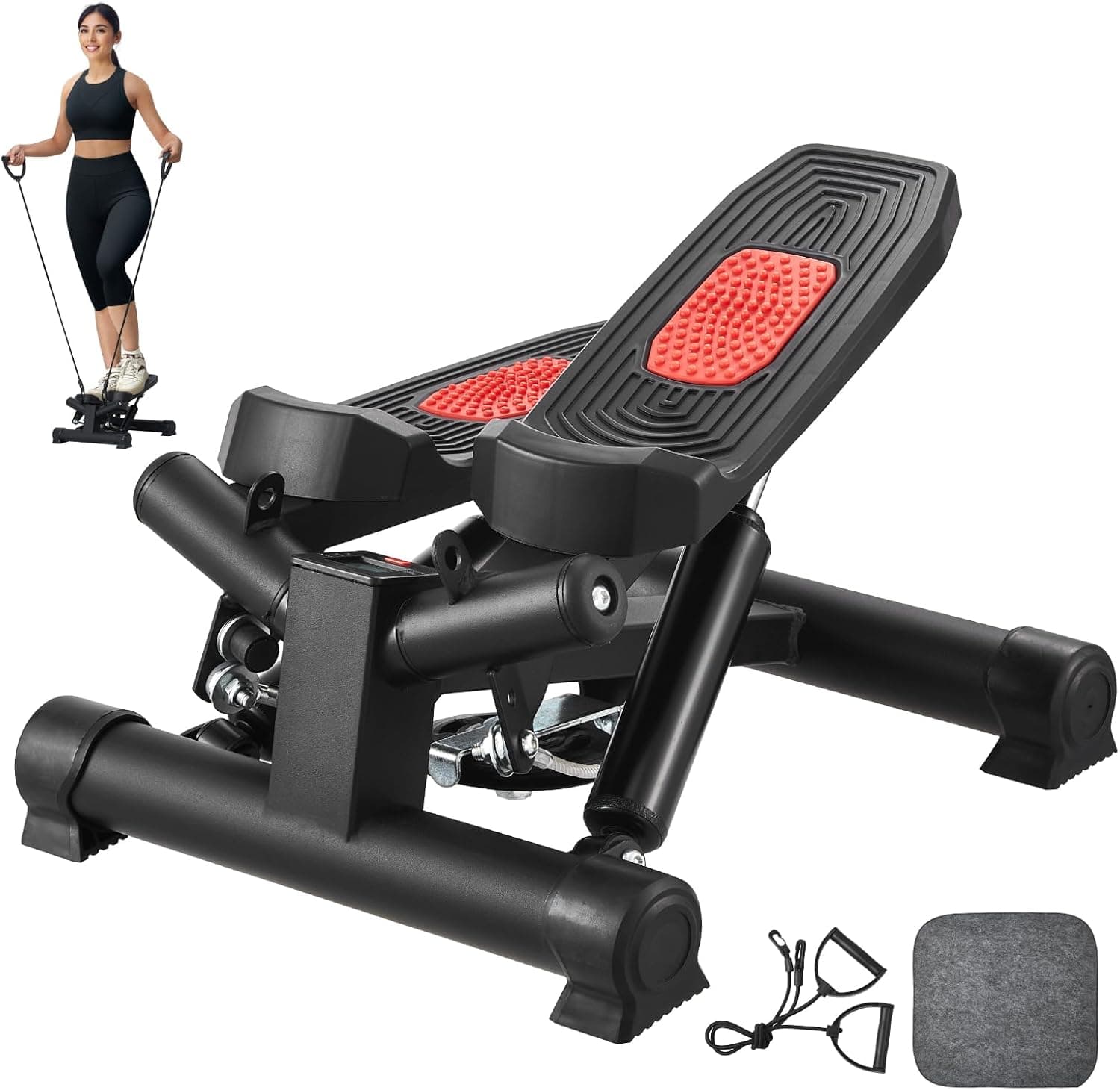 VEVOR Stair Stepper, Mini Stepper for Exercise at Home, Hydraulic Fitness Stepper with Resistan