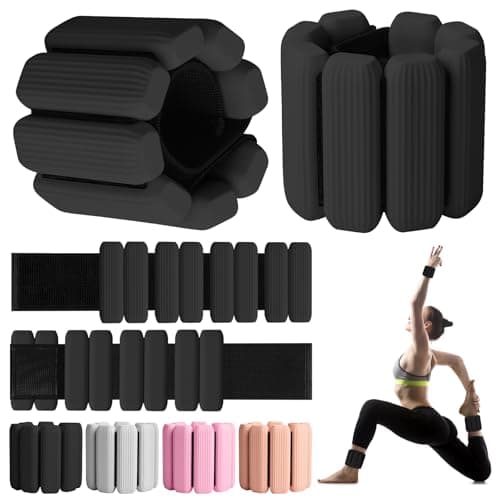 Wrist Weights, 2Pack Adjustable Wearable Wrist Ankle Weights for Women/Men, Silicone Wrist Bangles for Walking, Yoga, Pilates, and Gym, Arm & Leg Workout, 2lb (Black)