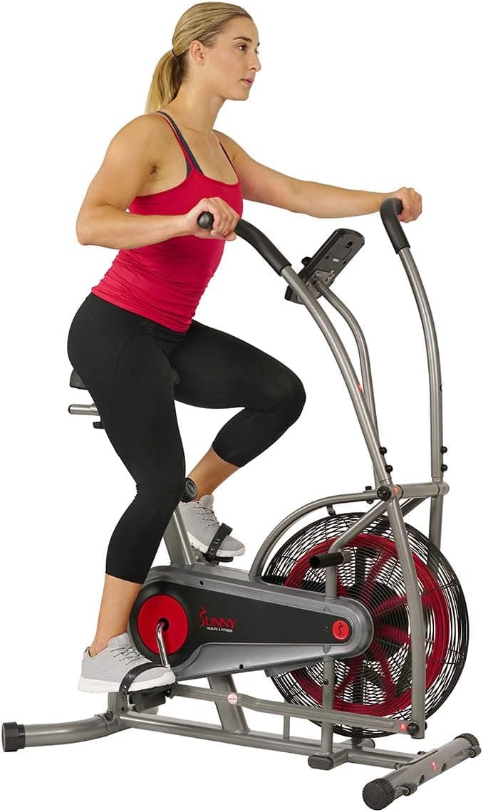 Sunny Health & Fitness Motion Air Bike, Fan Exercise Bike with Unlimited Resistance and Tablet Holder - SF-B2916, Black
