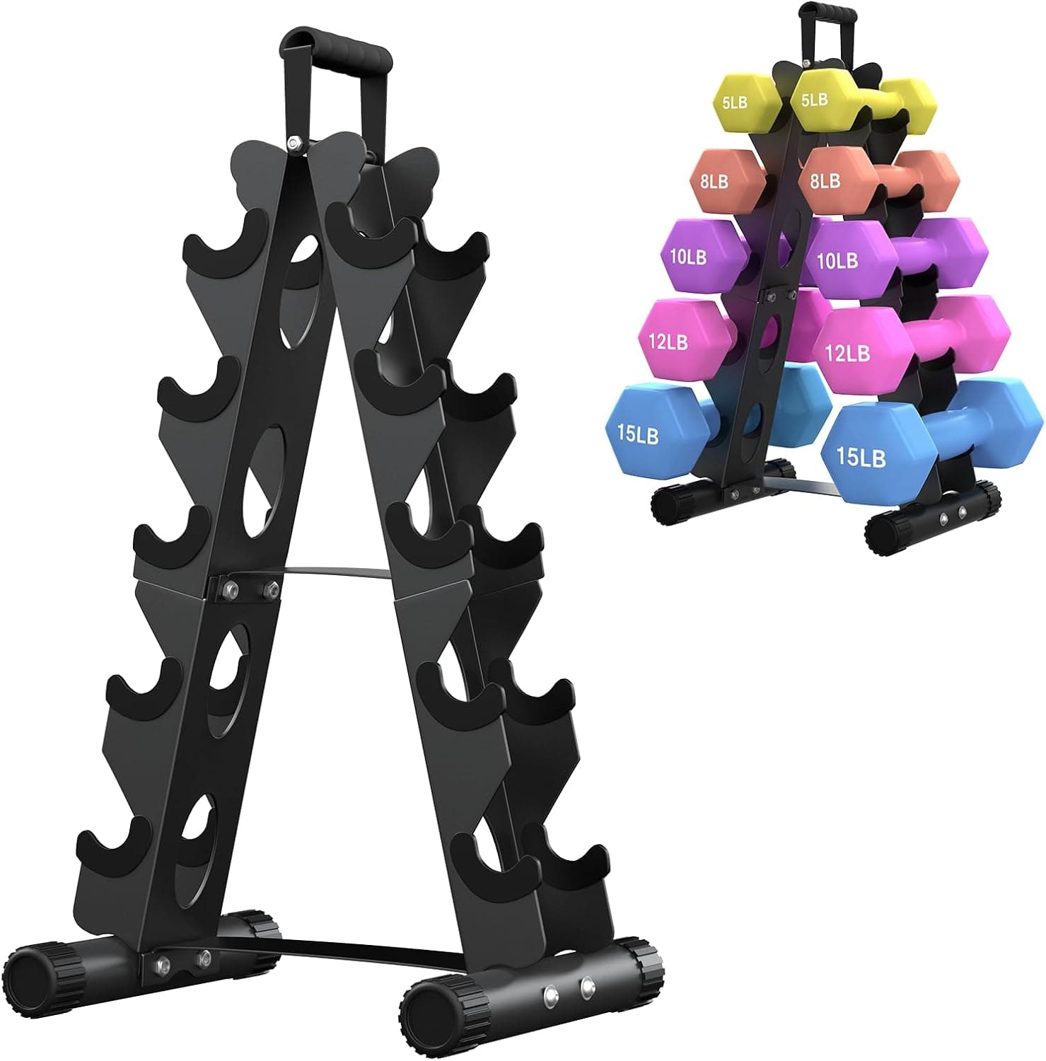 AmazeFan 5-Tier/3-Tier Dumbbell Rack Stand Only, A-Frame Weight Rack