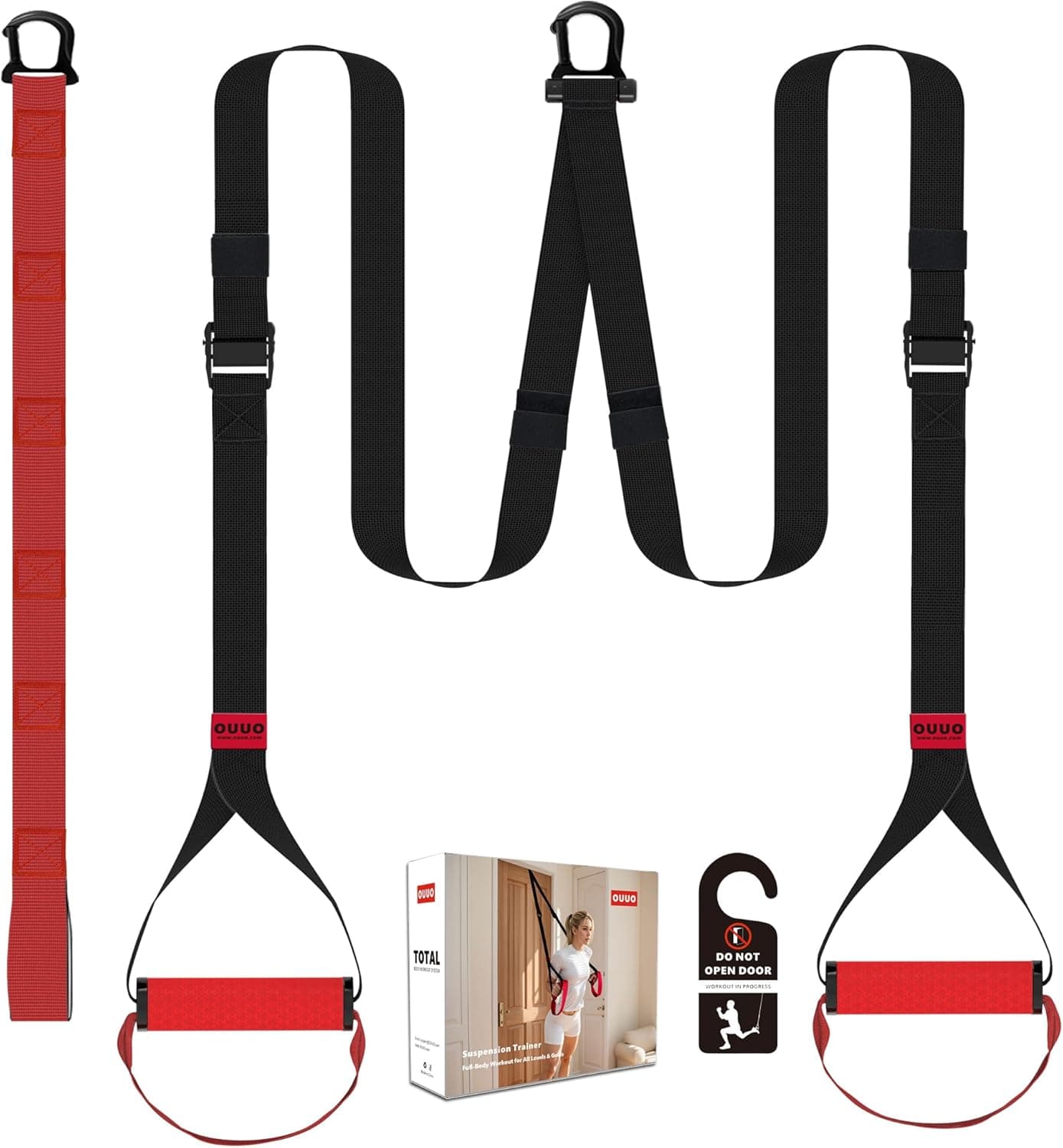 Suspension Straps Trainer with Built-in Door Anchor, All-in-One Bodyweight Training System