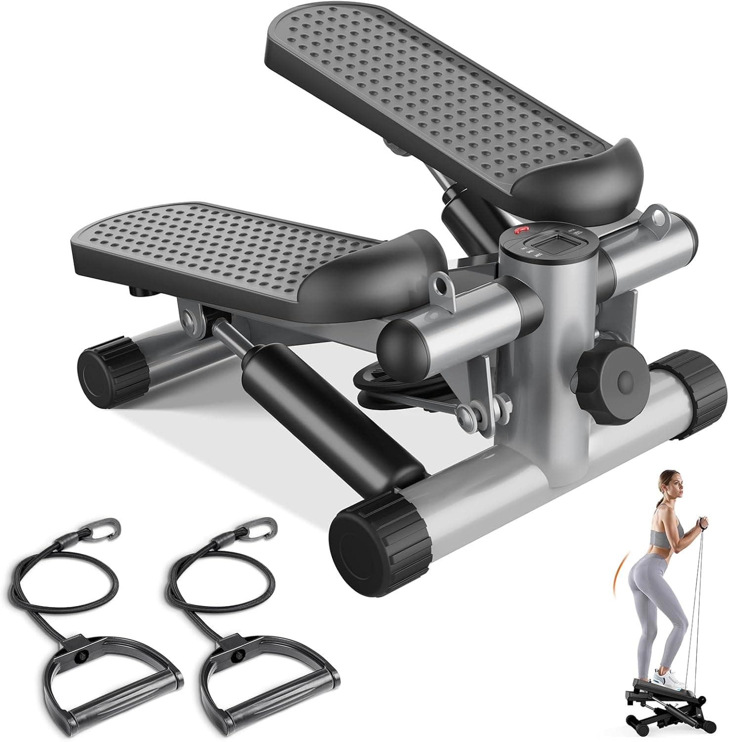 Sweetcrispy Mini Stair Steppers with Resistance Bands for Exercise at Home, Portable Exercise T