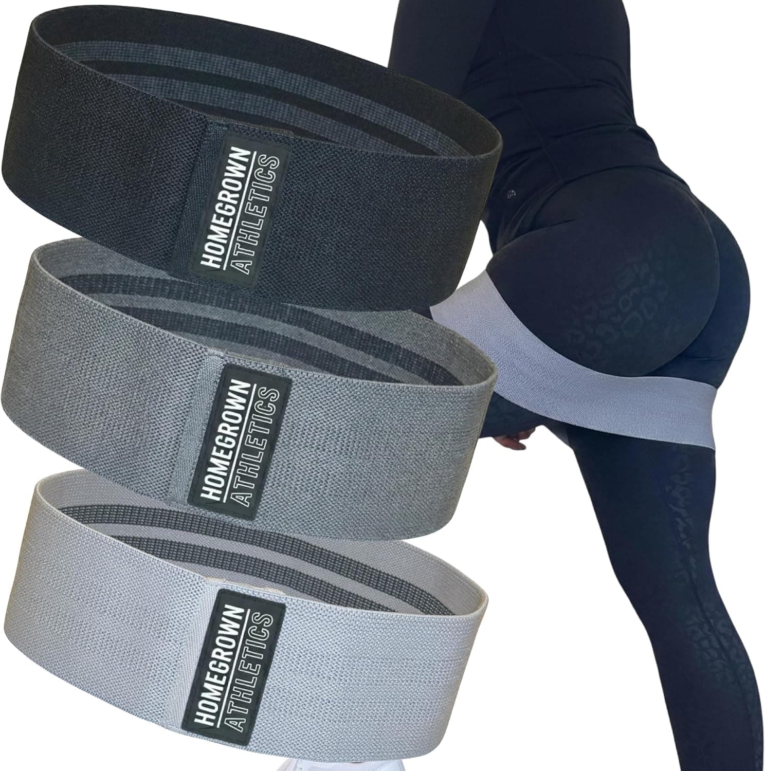 Fabric Resistance Bands for Women, Non-Slip Booty Bands and Glute Bands, Set of 3