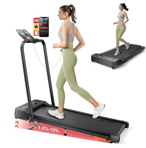Acezoe 2-in-1 Foldable Treadmill with 3-Level 10% Incline, Walking Pad for Home Small Office, Compact Portable Under Desk Treadmill with Handle,Dual LED Display, APP & Remote, 300 lbs Capacity