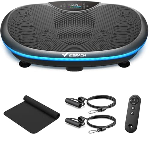 Merach CV55 4D Vibration Plate Exercise Machine with 440W Powerful Motors | 7 Modes, 120 Speeds, 440lbs Capacity, Bluetooth, Ambient Light, Curved Workout Equipment for Lymphatic Drainage, Home Gym