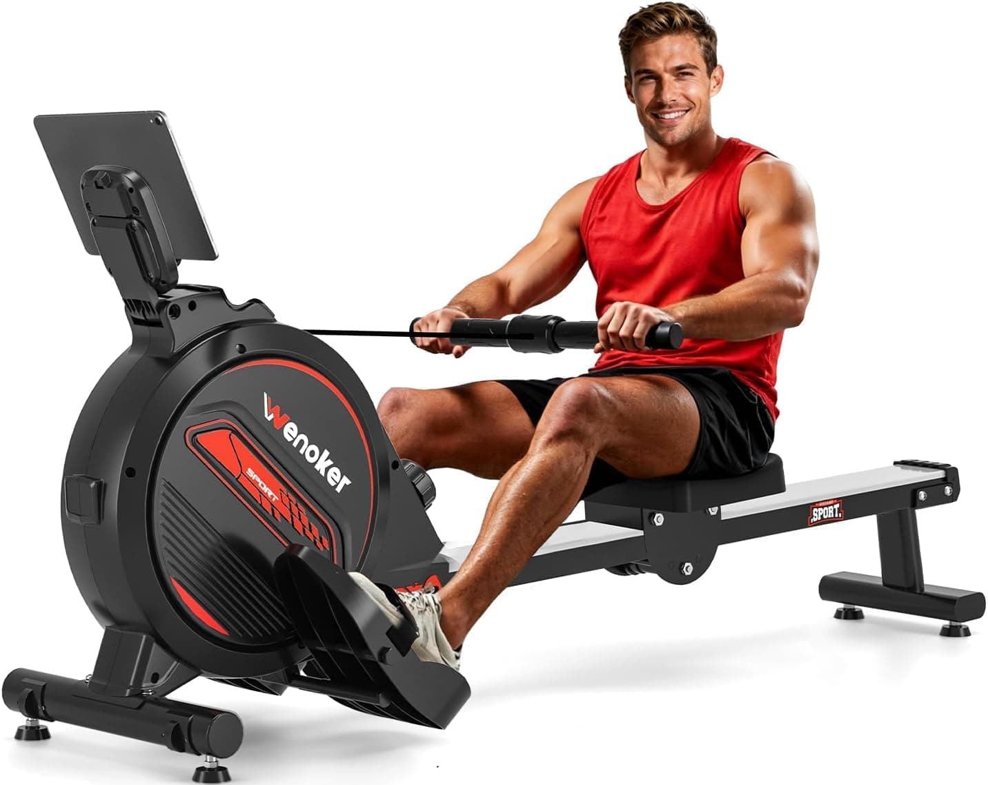 Wenoker Rowing Machine for Home, Magnetic Rower Machine, 350 LB Weight Capacity, 16-Level Silen