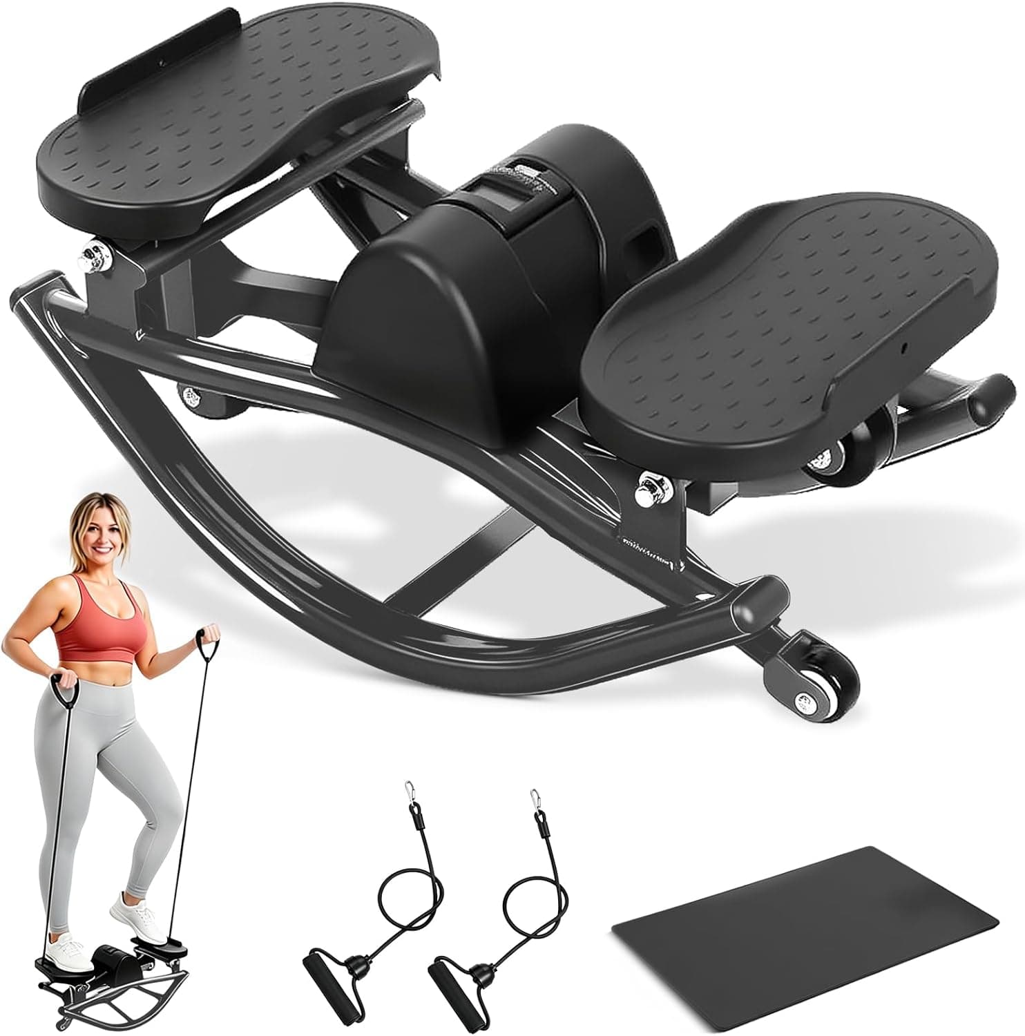 Rock Stepper with Digital Monitor, Low-Impact Compact Rock Stepper Side to Side with Resistance