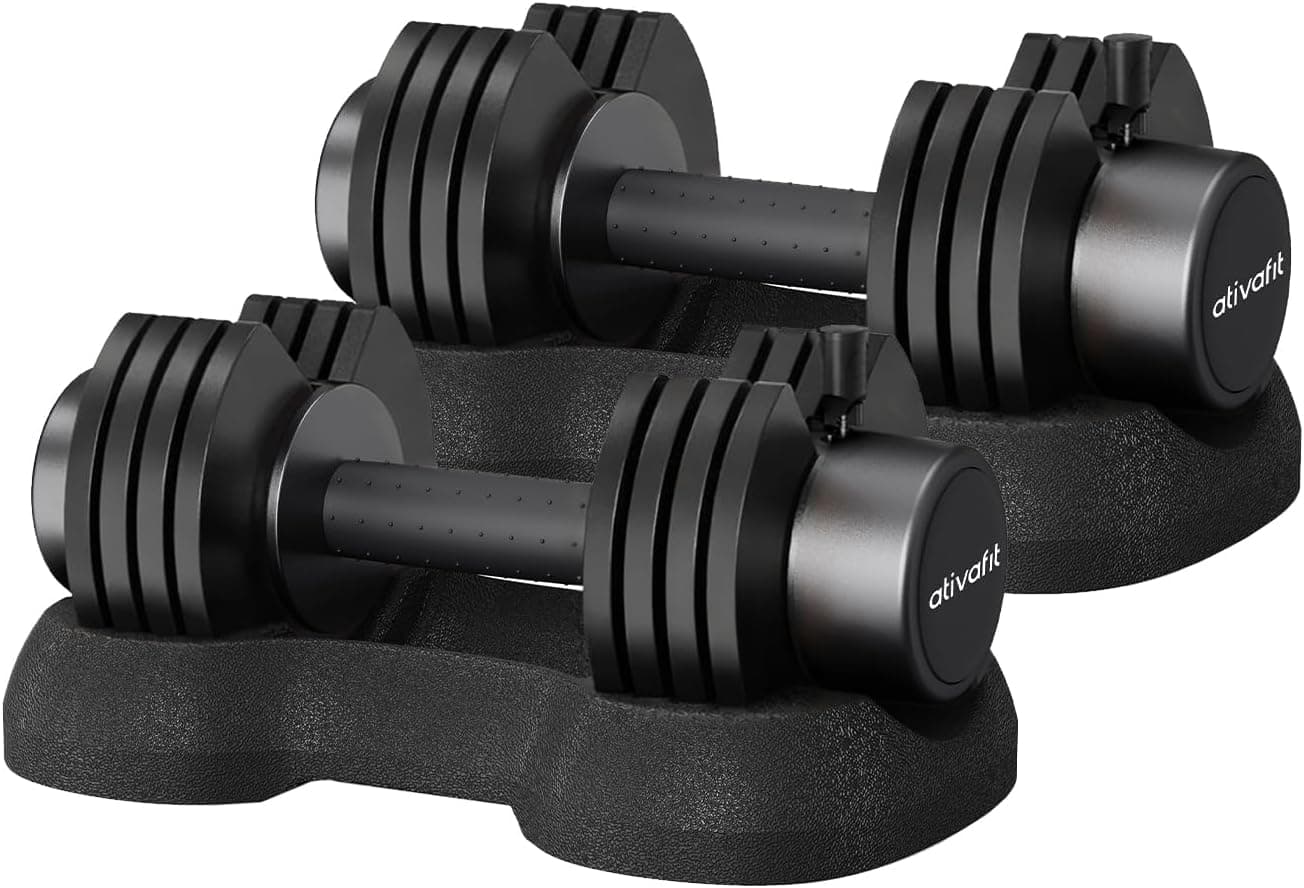 ATIVAFIT Adjustable Dumbbell Set of 2, 5-88 lb Quick Dial