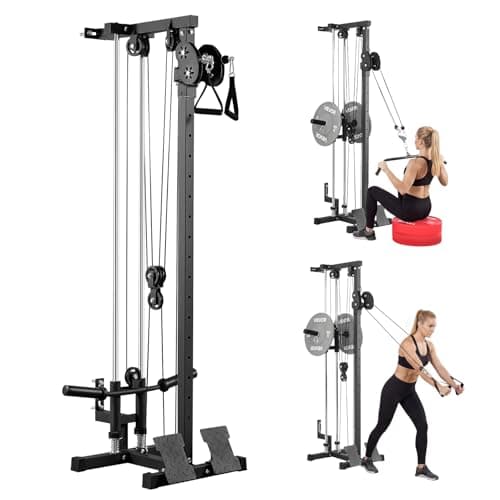 VEVOR LAT Pull Down Machine, 3-in-1 Row Cable Machine, Wall-Mount Design