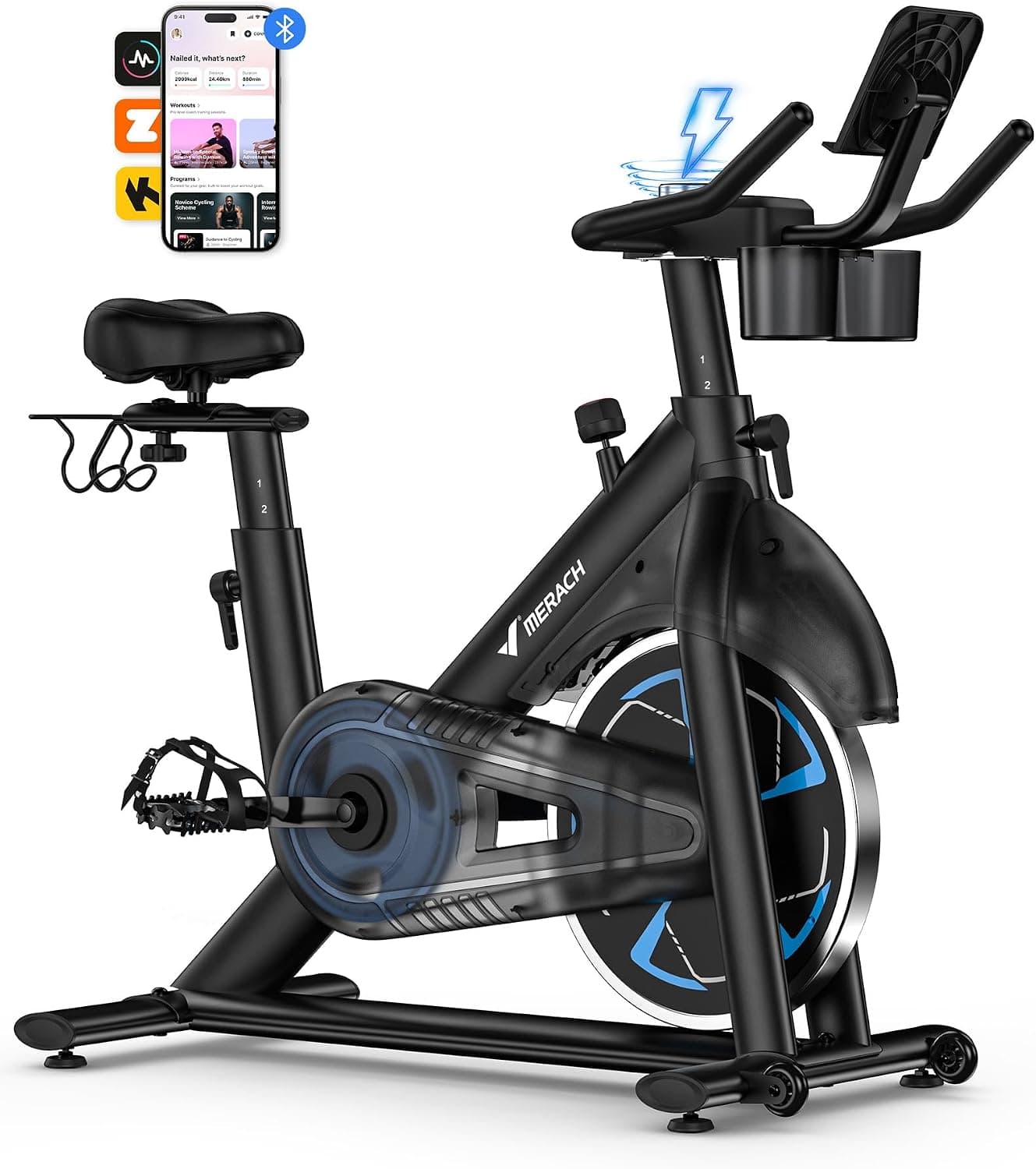 Merach Magnetic Exercise Bike Low Noise Stationary 330lb