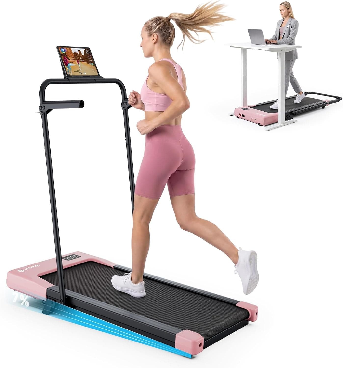 DeerRun Under Desk Walking Pad (6% Incline, 2.5HP)