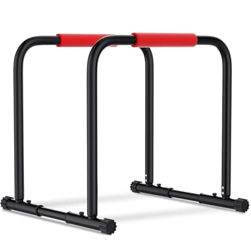 Streamnova Adjustable Dip Bar Station, 1100 lb Dip Stand for Home Gym | 1100 lb capacity, 7 width and 3 height settings, dual inner connectors, non-slip foam handles, detachable for storage