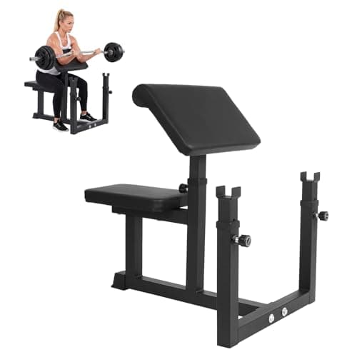 Preacher Curl Bench,Adjustable Preacher Curl Weight Bench with Thick Arm and Seat Cushion,Weight Capacity 300 LBS,Black