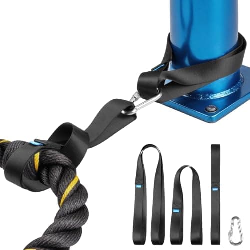 Xxerciz Battle Rope Anchor Strap Kit, 3 Heavy Duty Reinforced Nylon Strap with Stainless Steel Carabiner, Easy to Install, Battle Rope Accessories for Home Gym Workout Exercise