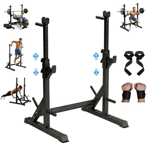 Adjustable Squat Rack, Bench Press Rack, Barbell Rack Stands for Home Gym