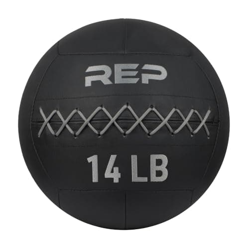 REP Fitness Medicine Ball 14 lb | Soft Textured Wall Balls for Hyrox, Crossfit and Functional Training | Sand Filled Non Bounce Med Ball for Home Gym Strength Conditioning, Black