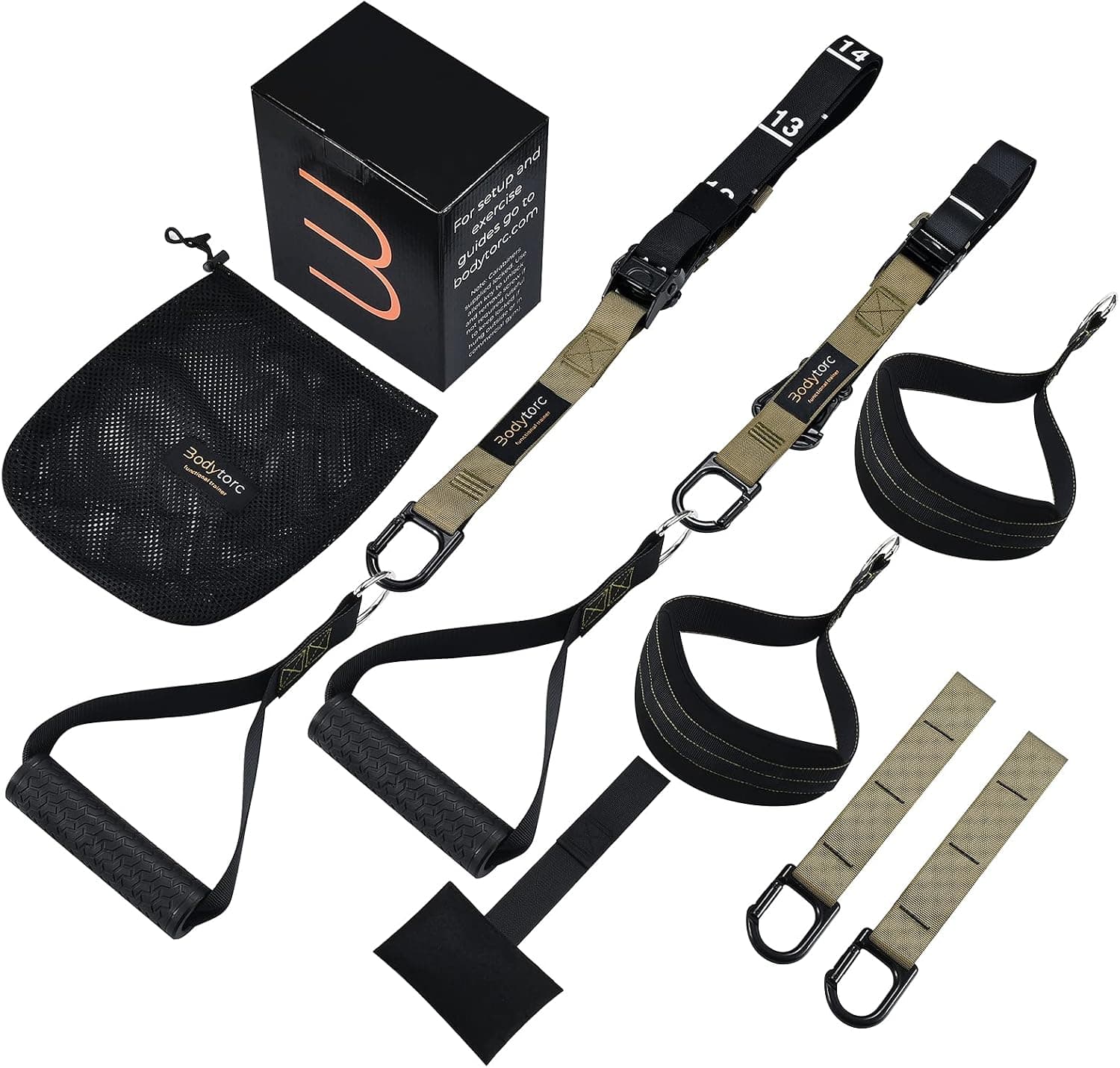 Suspension Trainer, Bodyweight Training Straps for Full Body Workouts, Includes Door Anchor & E