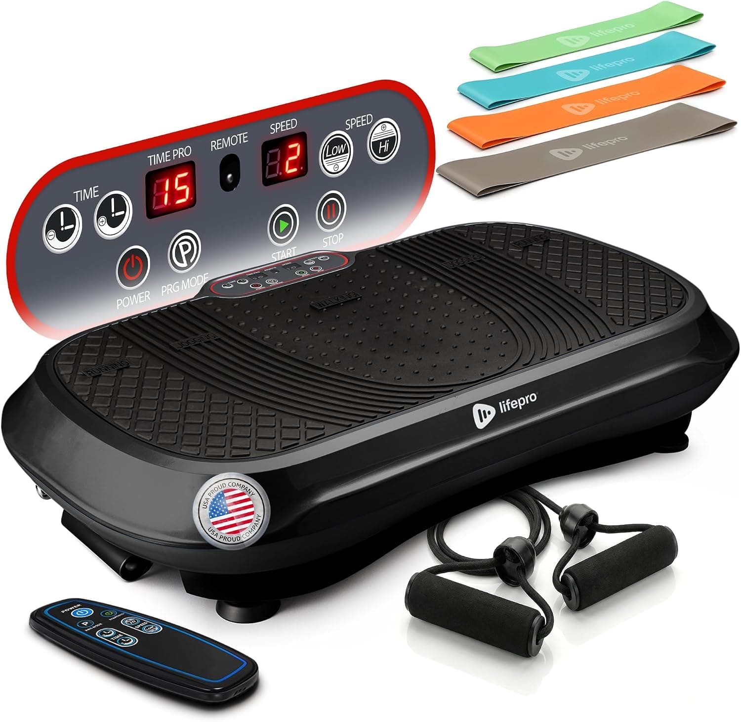 Lifepro Waver Vibration Plate Exercise Machine with 99 Speeds & 10 Presets, Resistance Bands, 3