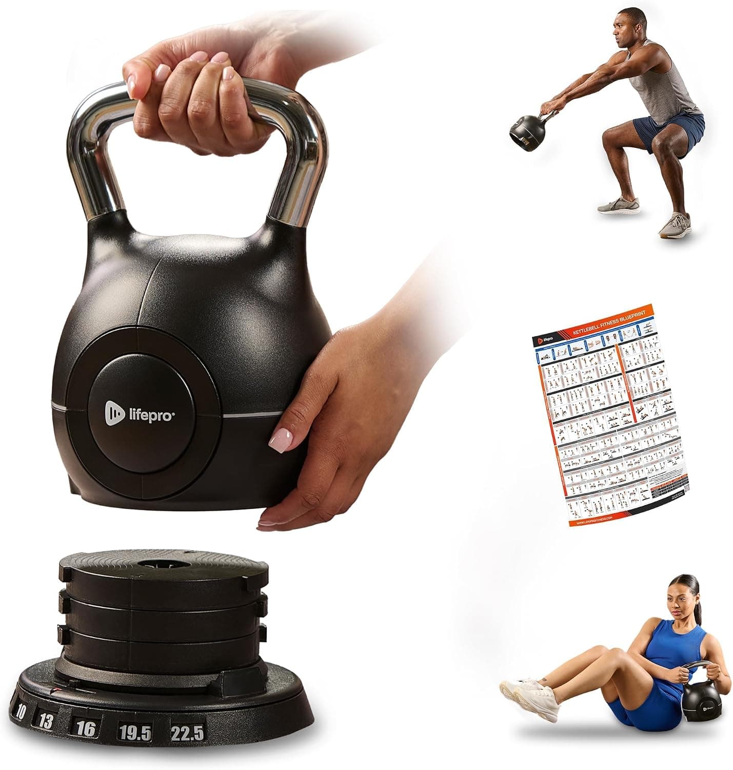 LifePro 7-in-1 Adjustable Kettlebell PowerStone