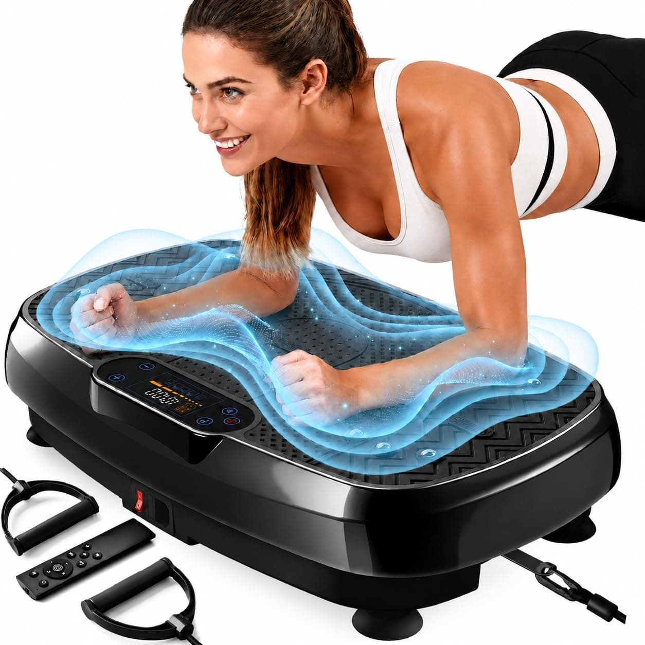 Renoj Vibration Plate Exercise Machine, 450 lbs Capacity, LED Display, Bluetooth Audio, Resista